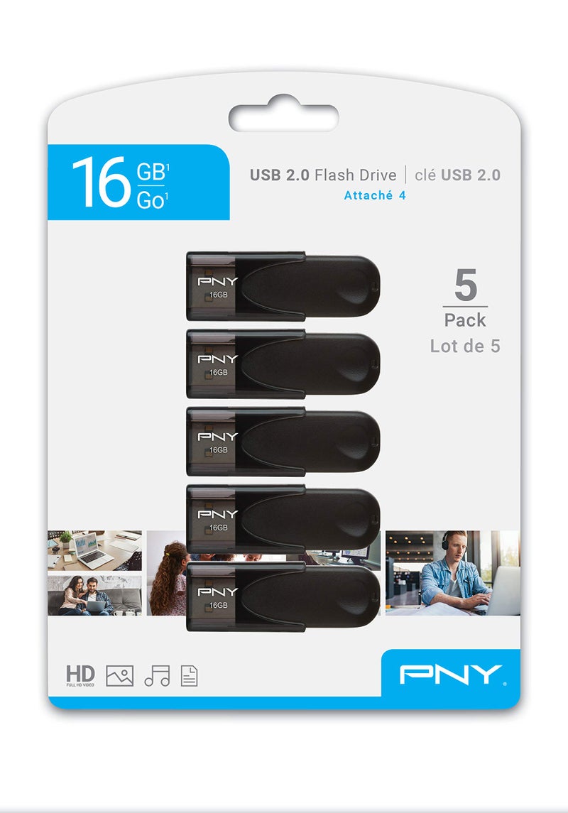 PNY 16GB AttachÃ© 4 USB 2.0 Flash Drive 5-Pack - Image 3